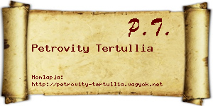 Petrovity Tertullia névjegykártya